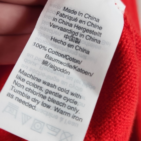 J.Crew Sweater Red Ruffle Cuffs Crew Neck Ribbed Trim sz XXS - Picture 6 of 7